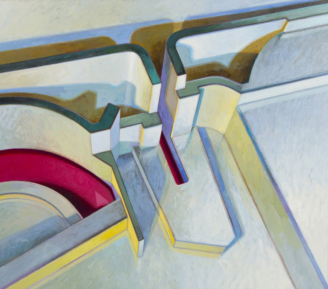William Roth Kohn, (American, b. 1931), Del Norte, 1978: William Roth Kohn (American, b. 1931) Del Norte, 1978 acrylic on canvas signed William Kohn, titled, and dated (on stretcher) 51 1/2 x 58 inches.