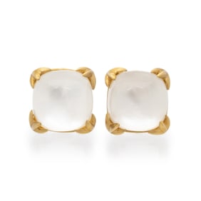MAZ, YELLOW GOLD, ROCK CRYSTAL, AND MOTHER-OF-PEARL EARRINGS
