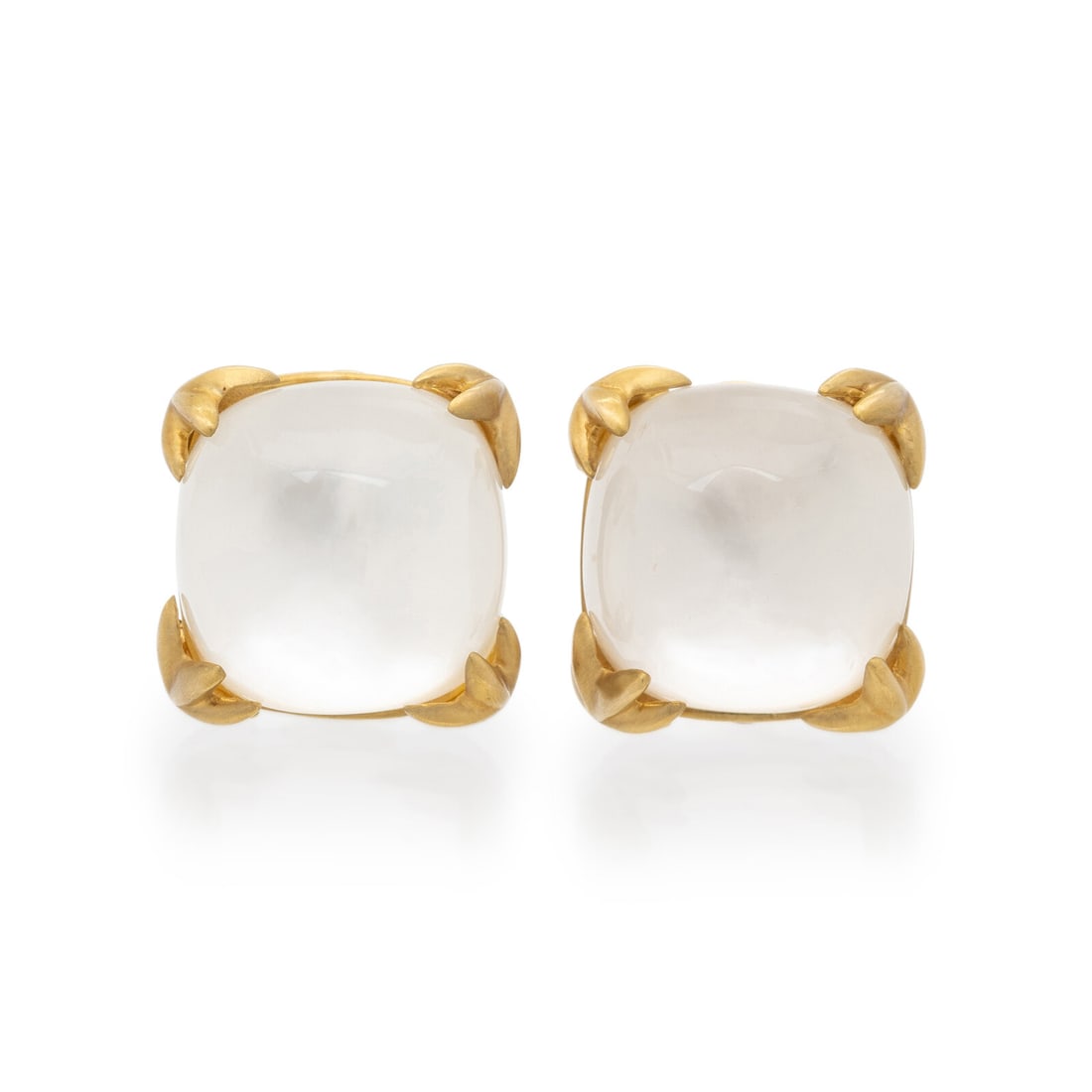 MAZ, YELLOW GOLD, ROCK CRYSTAL, AND MOTHER-OF-PEARL EARRINGS
