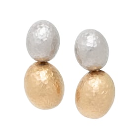 BARBARA PARKER, BICOLOR GOLD EARRINGS