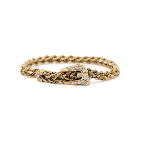 YELLOW GOLD AND DIAMOND BUCKLE BRACELET