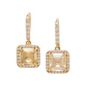 YELLOW SAPPHIRE AND DIAMOND EARRINGS