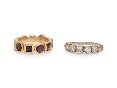 TWO GEMSTONE RINGS