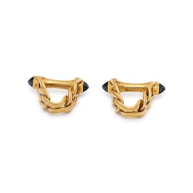 CARTIER, YELLOW GOLD AND SAPPHIRE CUFFLINKS