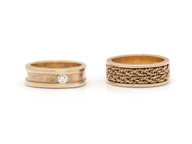 TWO YELLOW GOLD RINGS