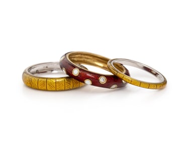 HIDALGO, GOLD AND ENAMEL STACKING BANDS