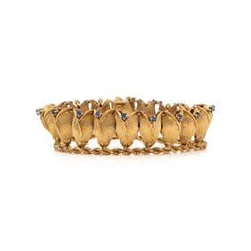LA TRIOMPHE, YELLOW GOLD AND SAPPHIRE TULIP BRACELET