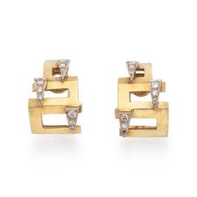 BICOLOR GOLD AND DIAMOND EARRINGS