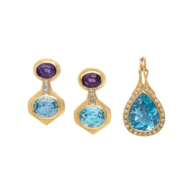 AMETHYST AND BLUE TOPAZ JEWELRY SET