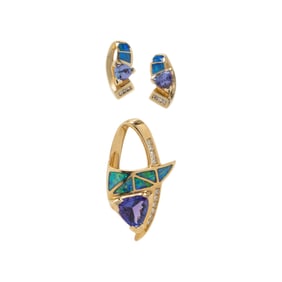 TANZANITE, DIAMOND, AND OPAL JEWELRY SET
