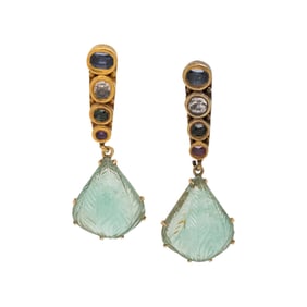 YELLOW GOLD AND MULTIGEM EARRINGS