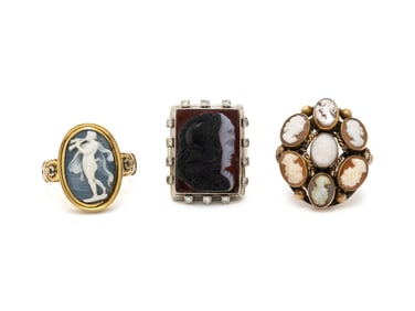 COLLECTION OF CAMEO RINGS