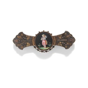 REVIVALIST, ENAMEL AND GOLD BROOCH