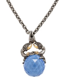 STEVEN WEBSTER, STERLING SILVER AND BLUE CRYSTAL ZODIAC CANCER 'ASTRO BALL' NECKLACE
