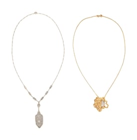 TWO GOLD NECKLACES