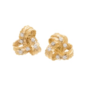 YELLOW GOLD AND DIAMOND KNOT EARRINGS