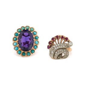 COLLECTION OF GOLD AND GEMSTONE RINGS