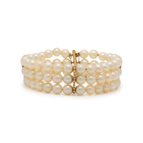 CULTURED PEARL AND YELLOW GOLD BRACELET
