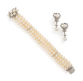 COLLECTION OF CULTURED PEARL AND DIAMOND JEWELRY