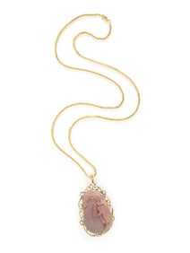 PINK JADE PENDANT AND CHAIN