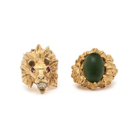 COLLECTION OF YELLOW GOLD AND GEMSTONE RINGS