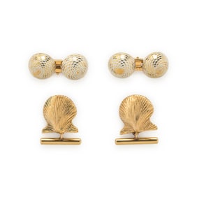 COLLECTION OF YELLOW GOLD CUFFLINKS