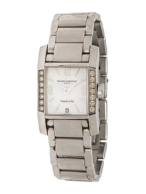 TIFFANY & CO., BAUME & MERCIER, STAINLESS STEEL AND DIAMOND 'HAMPTON' WATCH