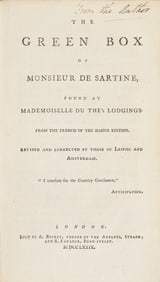[American Revolution] [Franklin, Benjamin] (Tickell, Richard). The Green Box of Monsieur de Sartine,