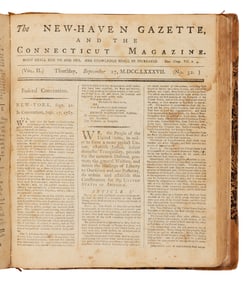 [Americana] [United States Constitution] The New-Haven Gazette, and the Connecticut Magazine