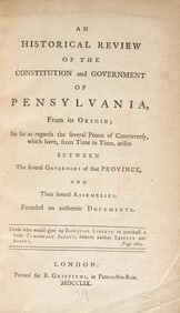 [Americana] (Franklin, Benjamin, and Richard Jackson). An Historical Review of the Constitution and