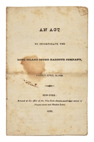 [Americana] An Act to Incorporate the Long Island Sound Harbour Company, Passed April 16, 1830