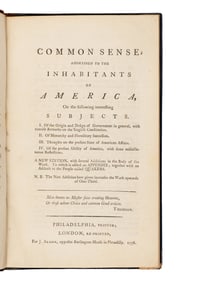 [Americana] (Paine, Thomas). Common Sense; Addressed to the Inhabitants of America...
