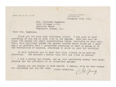 [Autographs & Manuscripts] Jung, Carl. Typed Letter, signed