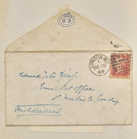 [Literature] Dickens, Charles. Autograph Envelope, signed