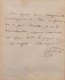[Music] Verdi, Giuseppe. Autograph Letter, signed