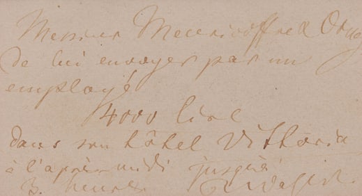 [Music] Wagner, Richard. Autograph Note, signed