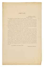 [Presidential] [Lincoln, Abraham] Seward, William H. Printed Circular Letter