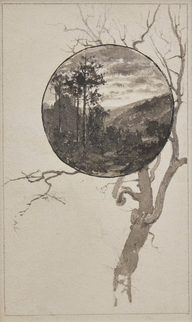 William Langson Lathrop (American, 1859-1938) Double Vision: William Langson Lathrop (American, 1859-1938) Double Vision ink wash on paper 6 1/4 x 3 3/4 in. Property from the Collection of Renny Reynolds This lot is located in Philadelphia. Provenance: Gratz Ga
