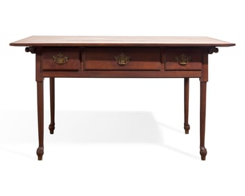 A Queen Anne Walnut Three-Drawer Work Table