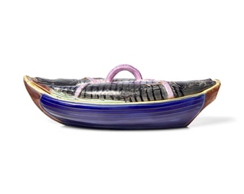An English Majolica Covered Mackerel Server