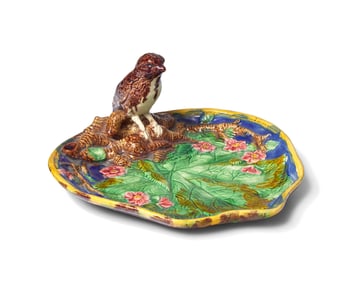 A Majolica Bird Dish