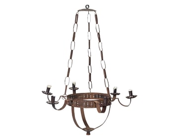 A Tinware Six-Light Chandelier