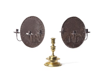 A Pair of Tin Three-arm Wall Sconces