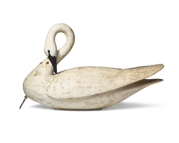 A Carved and Painted Wood Swan Decoy