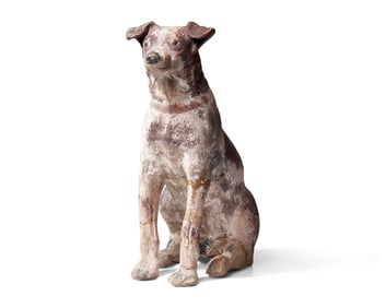 A Painted Terracotta Figure of a Dog