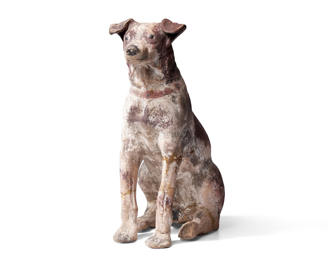 A Painted Terracotta Figure of a Dog (1 of 3)