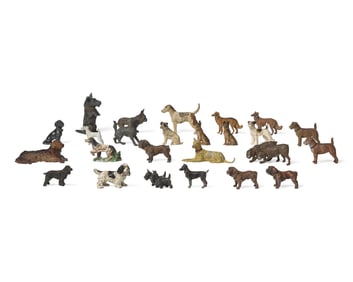 A Collection of Twenty-Five Cast and Painted Metal Dog Figurines