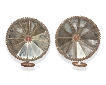 A Pair of Mirrored Tinware Wall Sconces