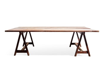 A Large Walnut Sawbuck Table
