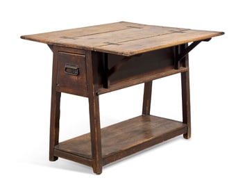 A Stained Pine Drop-Leaf Work Table